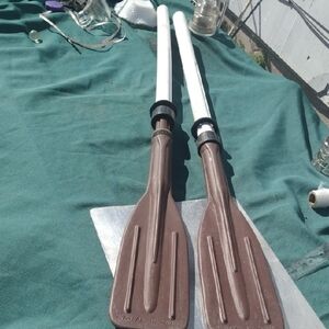 Brown and White Kayak Paddles